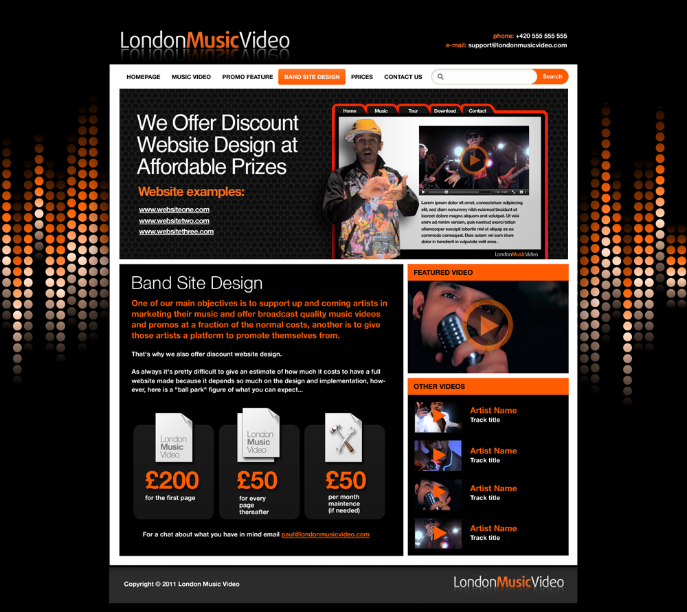 Web Design by Robert Marks for LondonMusicVideo.com | Design #178518