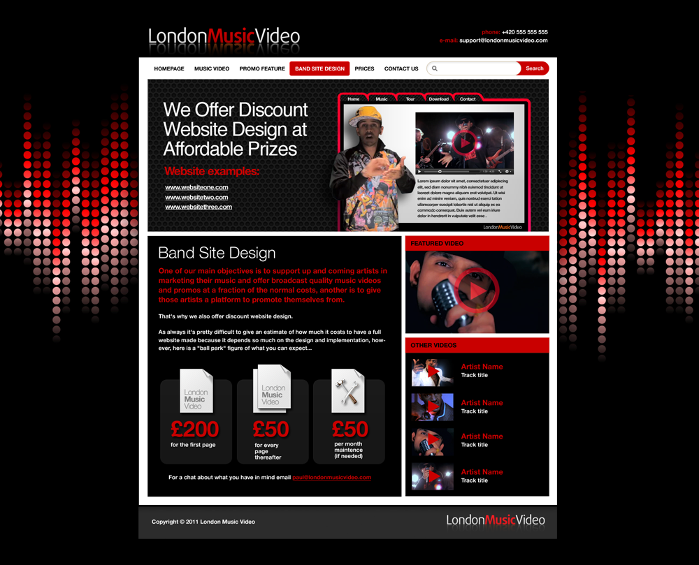 Web Design by Robert Marks for LondonMusicVideo.com | Design #179880