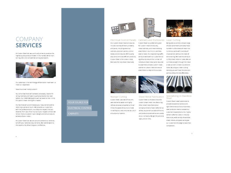 Brochure Design by JessicaD for Custom Steel Ltd. | Design #1298713