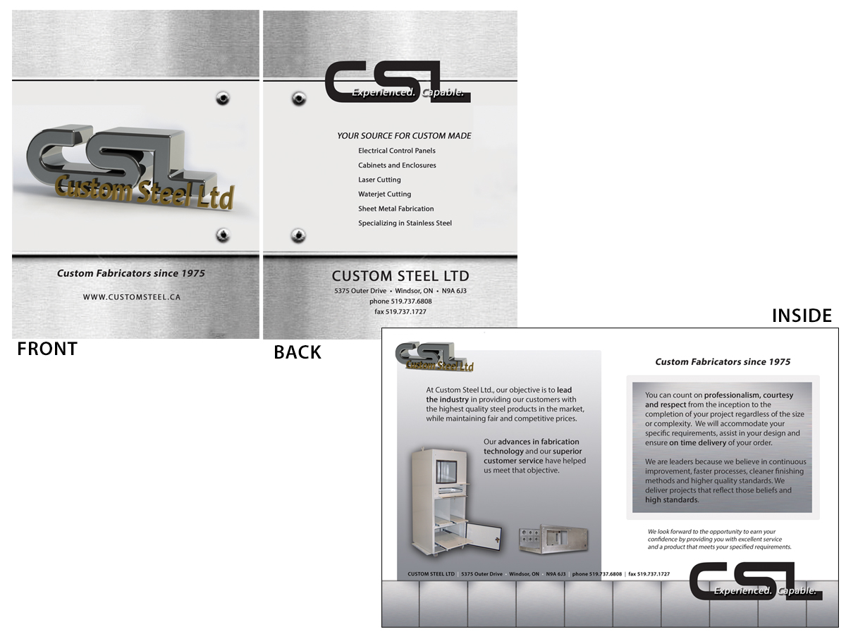 Brochure Design by Ivy Impressions for Custom Steel Ltd. | Design #1320323