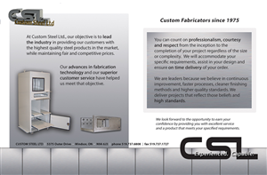 Diseño de Brochure por Ivy Impressions para Custom Steel Ltd. | Diseño #1320355