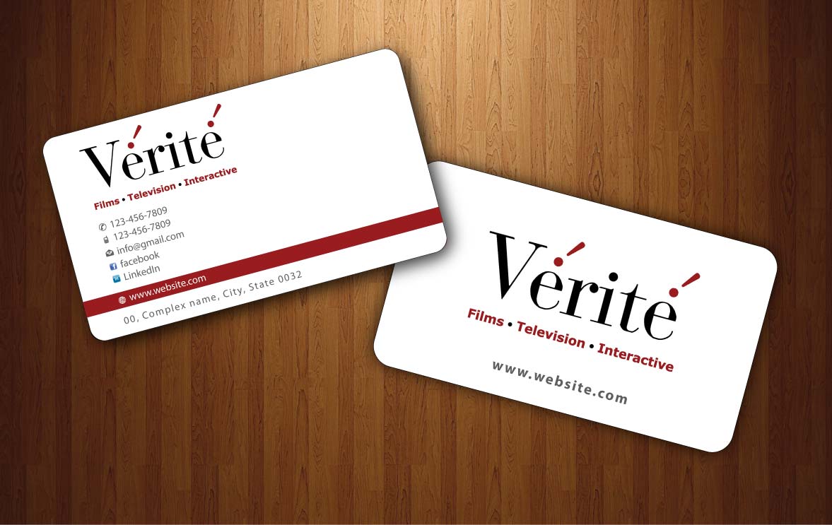 Visitenkarten-Design von Sbss für Vérité Films Inc. | Design #1214048
