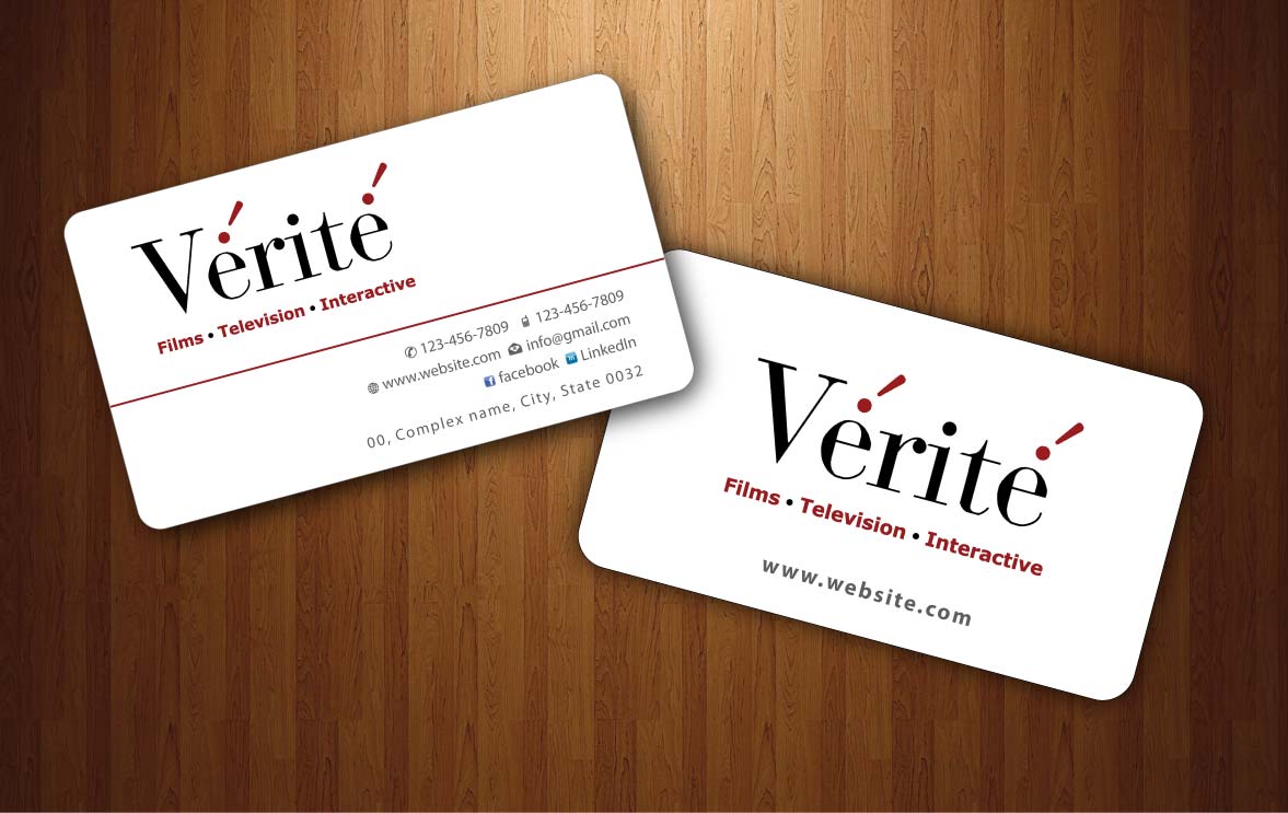 Visitenkarten-Design von Sbss für Vérité Films Inc. | Design #1214050