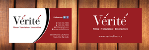 Business Card Design by Sbss for Vérité Films Inc. | Design: #1214308
