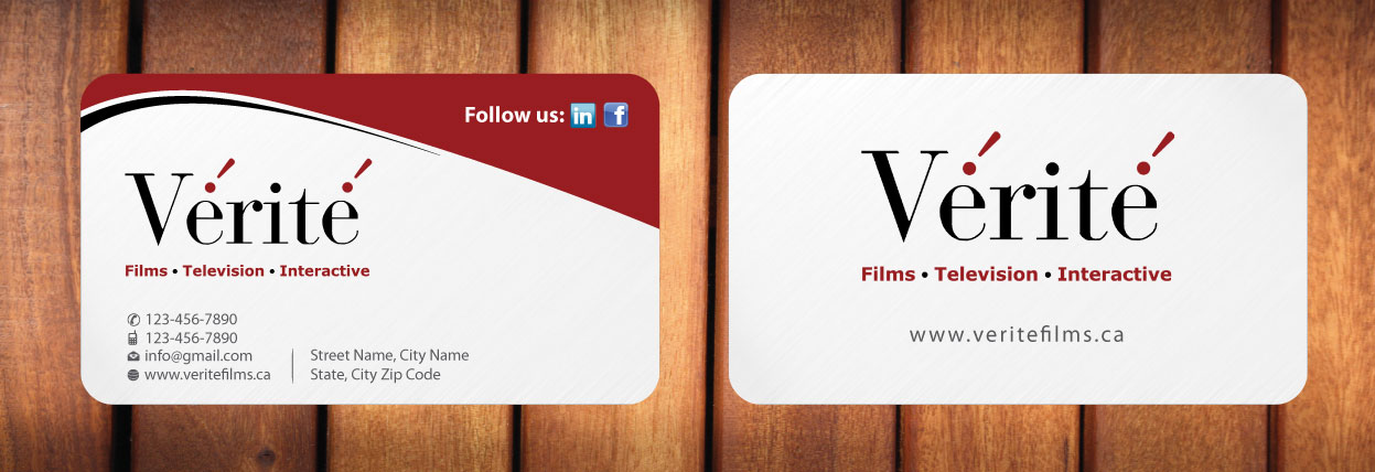 Visitenkarten-Design von Sbss für Vérité Films Inc. | Design #1214316