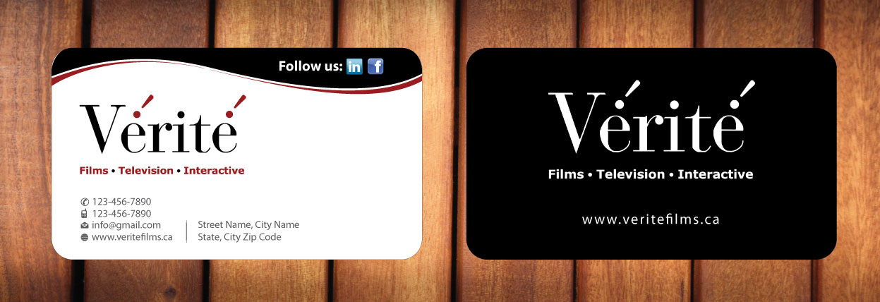 Business Card Design by Sbss for Vérité Films Inc. | Design #1214320
