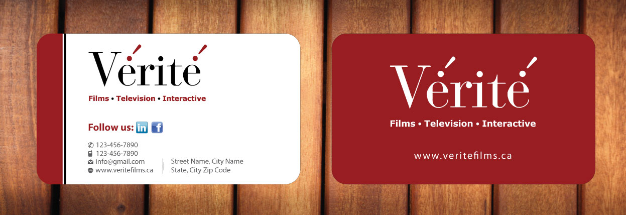 Business Card Design by Sbss for Vérité Films Inc. | Design #1214321