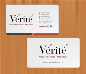 Business Card Design by Sbss for Vérité Films Inc. | Design: #1214332
