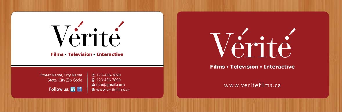Visitenkarten-Design von Sbss für Vérité Films Inc. | Design #1214333