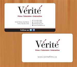 Business Card Design by Sbss for Vérité Films Inc. | Design: #1214335
