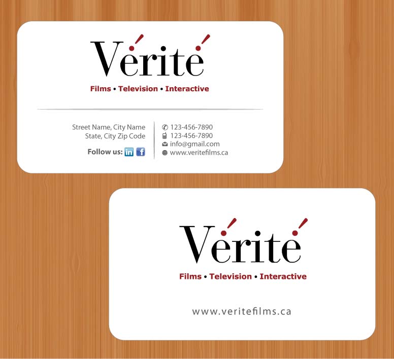 Visitenkarten-Design von Sbss für Vérité Films Inc. | Design #1214338