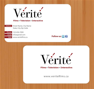 Business Card Design by Sbss for Vérité Films Inc. | Design: #1214340
