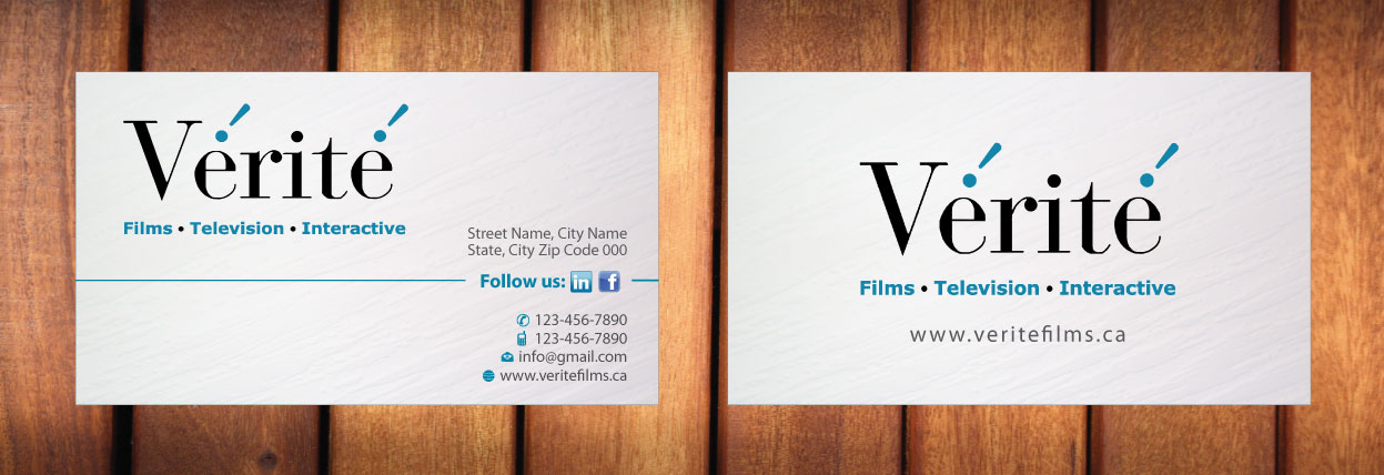 Business Card Design by Sbss for Vérité Films Inc. | Design #1216574