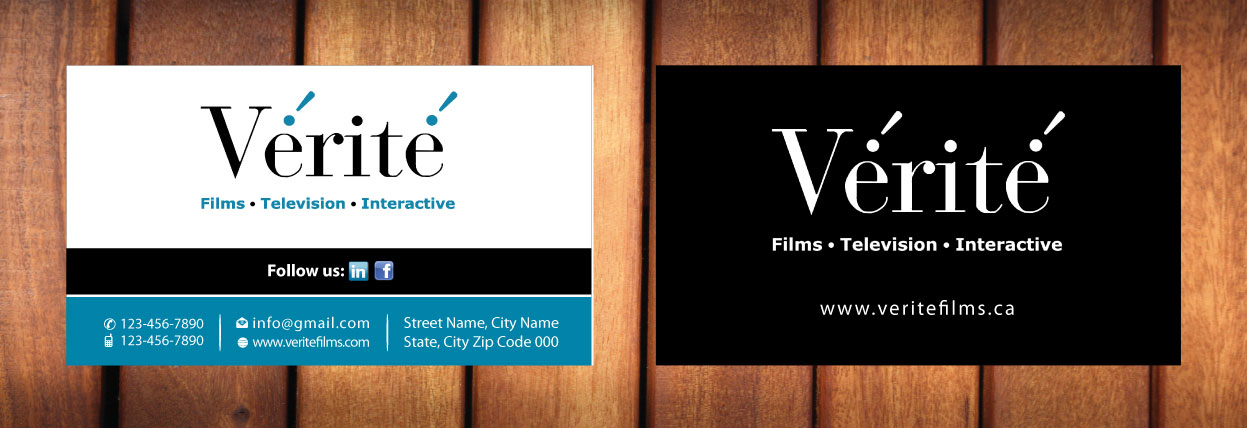 Visitenkarten-Design von Sbss für Vérité Films Inc. | Design #1216578
