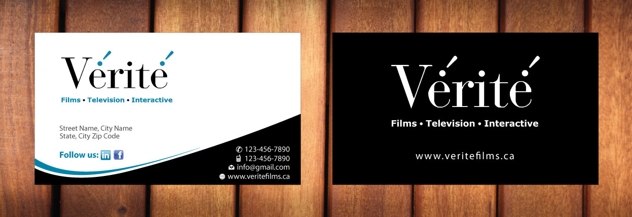 Visitenkarten-Design von Sbss für Vérité Films Inc. | Design #1216580