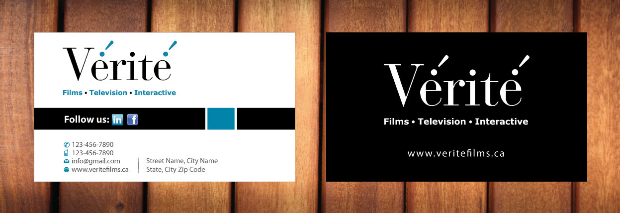 Business Card Design by Sbss for Vérité Films Inc. | Design #1216584