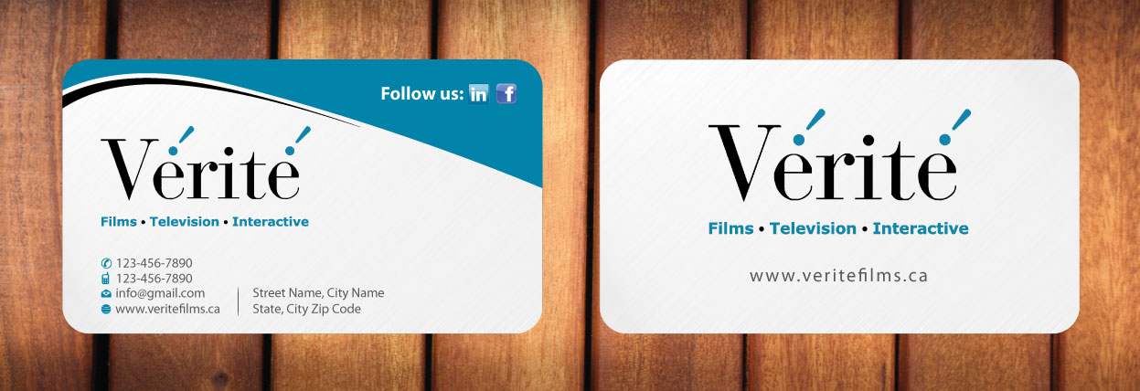 Visitenkarten-Design von Sbss für Vérité Films Inc. | Design #1216585