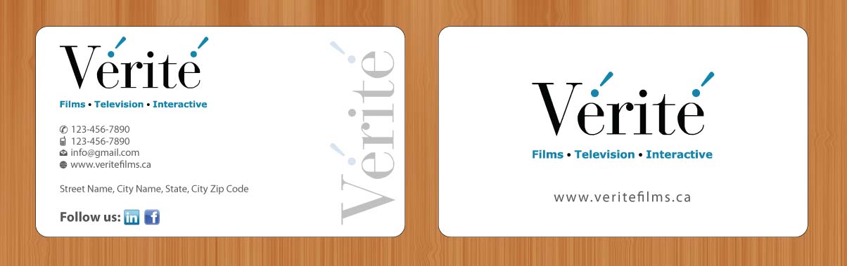 Business Card Design by Sbss for Vérité Films Inc. | Design #1216591