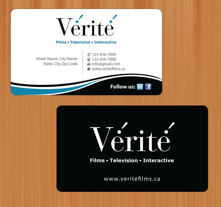 Visitenkarten-Design von Sbss für Vérité Films Inc. | Design #1216594