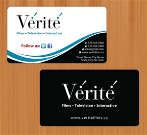 Visitenkarten-Design von Sbss für Vérité Films Inc. | Design: #1216596