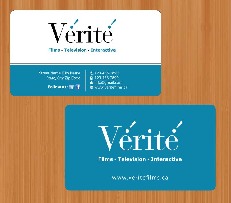 Visitenkarten-Design von Sbss für Vérité Films Inc. | Design #1216598