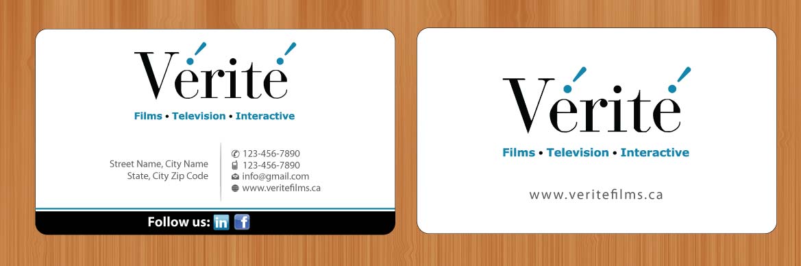 Visitenkarten-Design von Sbss für Vérité Films Inc. | Design #1216599