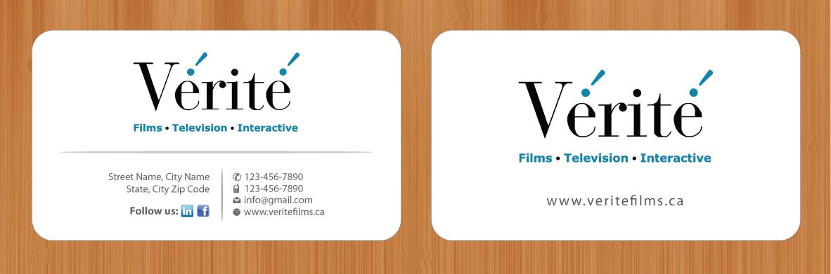 Visitenkarten-Design von Sbss für Vérité Films Inc. | Design #1216601