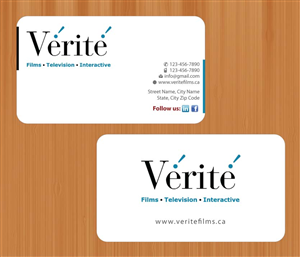 Visitenkarten-Design von Sbss für Vérité Films Inc. | Design: #1216602