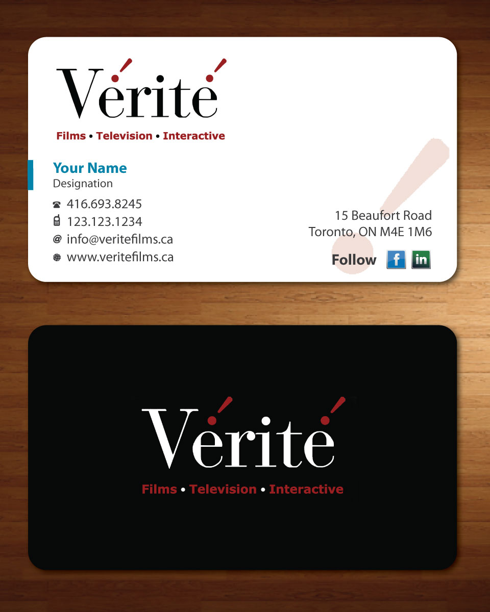Design de Carte de Visite par Sbss pour Vérité Films Inc. | Design #1217012