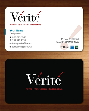 Visitenkarten-Design von Sbss für Vérité Films Inc. | Design: #1217012