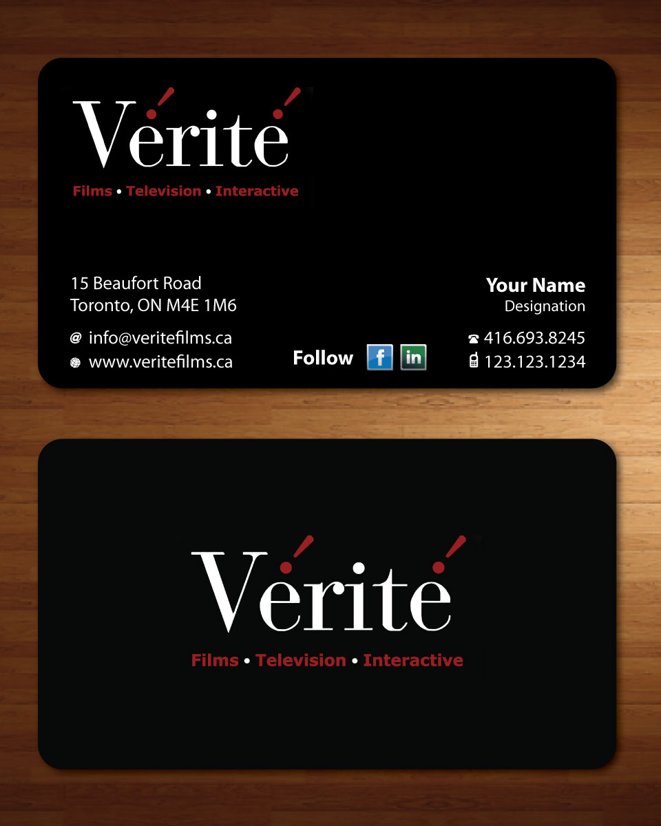 Visitenkarten-Design von Sbss für Vérité Films Inc. | Design #1217013