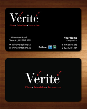 Visitenkarten-Design von Sbss für Vérité Films Inc. | Design: #1217013