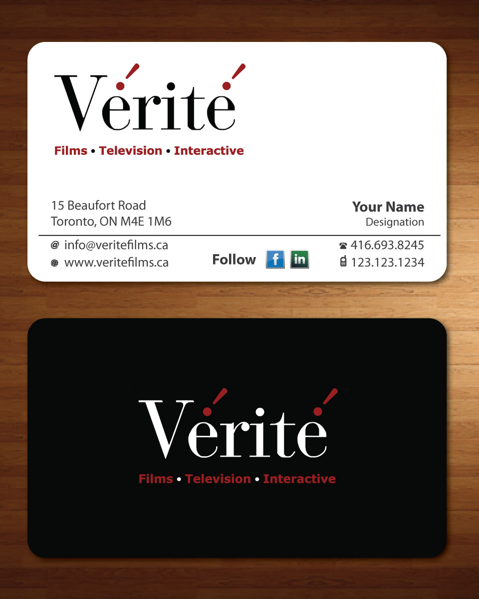 Business Card Design by Sbss for Vérité Films Inc. | Design #1217015