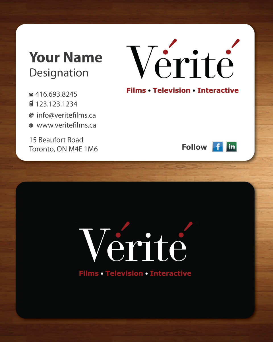 Business Card Design by Sbss for Vérité Films Inc. | Design #1217017