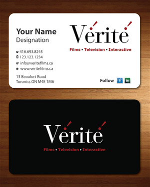 Visitenkarten-Design von Sbss für Vérité Films Inc. | Design: #1217017