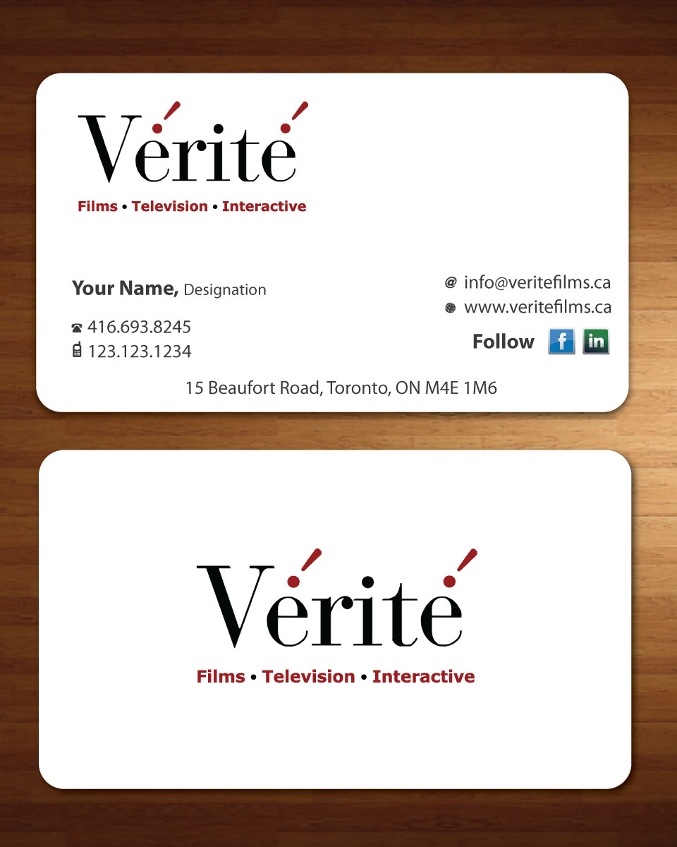 Business Card Design by Sbss for Vérité Films Inc. | Design #1217020