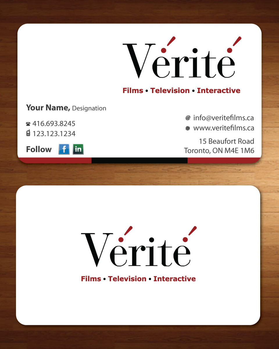Visitenkarten-Design von Sbss für Vérité Films Inc. | Design #1217021