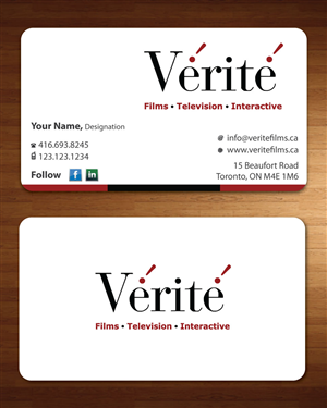 Visitenkarten-Design von Sbss für Vérité Films Inc. | Design: #1217021