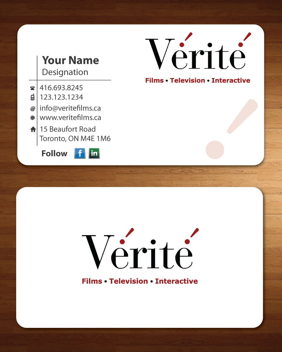 Business Card Design by Sbss for Vérité Films Inc. | Design #1217023