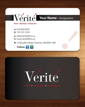 Visitenkarten-Design von Sbss für Vérité Films Inc. | Design: #1217024