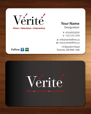 Visitenkarten-Design von Sbss für Vérité Films Inc. | Design: #1217025