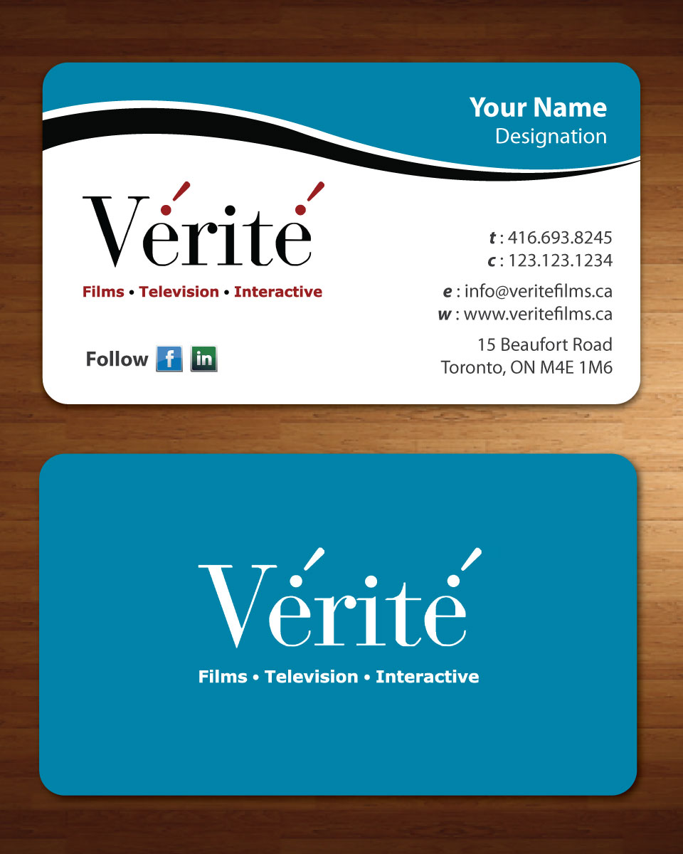 Visitenkarten-Design von Sbss für Vérité Films Inc. | Design #1217026
