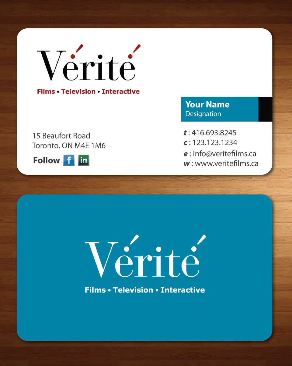 Visitenkarten-Design von Sbss für Vérité Films Inc. | Design #1217027