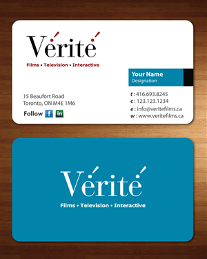 Business Card Design by Sbss for Vérité Films Inc. | Design: #1217027