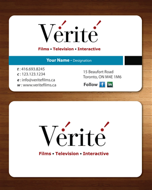 Visitenkarten-Design von Sbss für Vérité Films Inc. | Design: #1217028