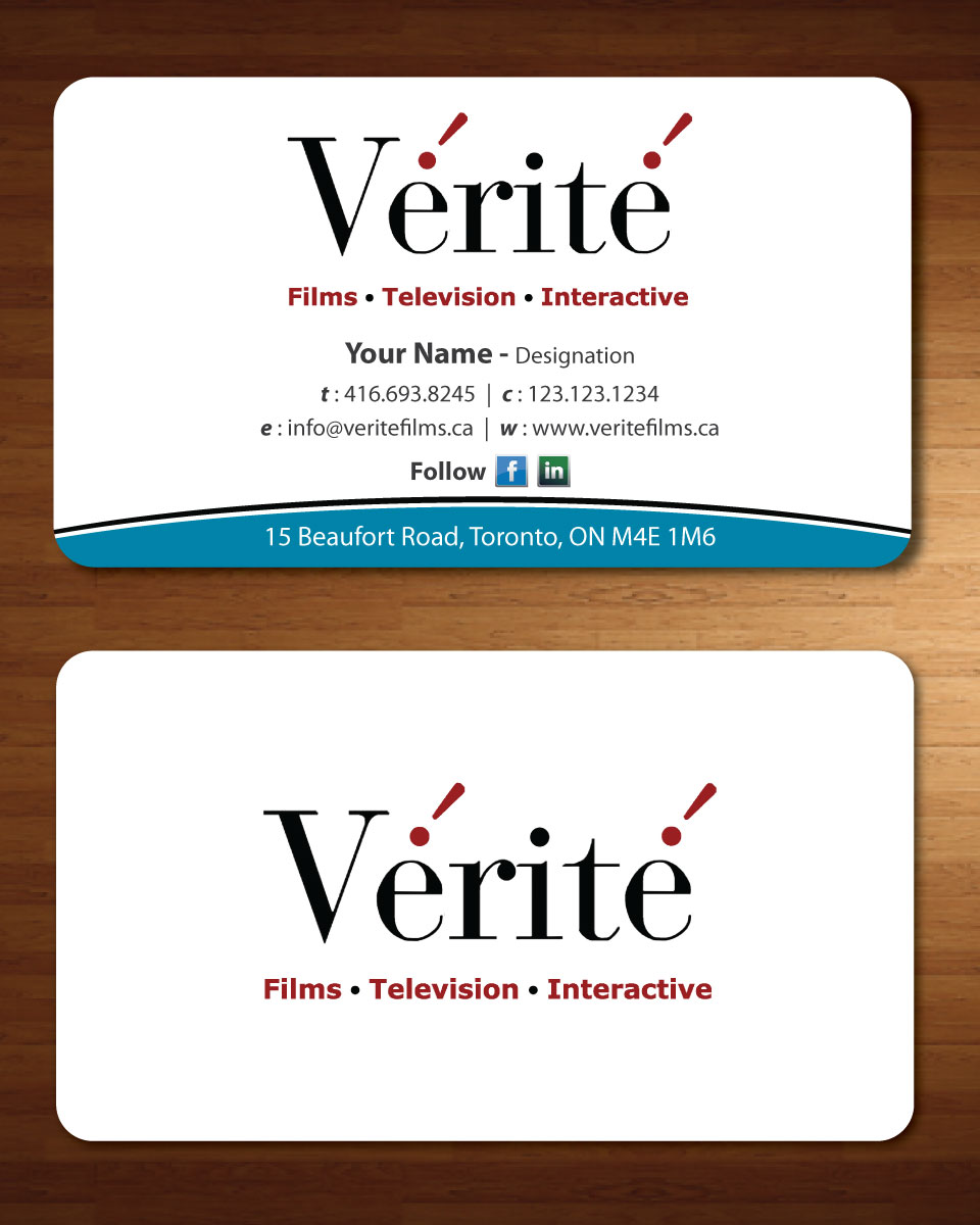 Visitenkarten-Design von Sbss für Vérité Films Inc. | Design #1217032