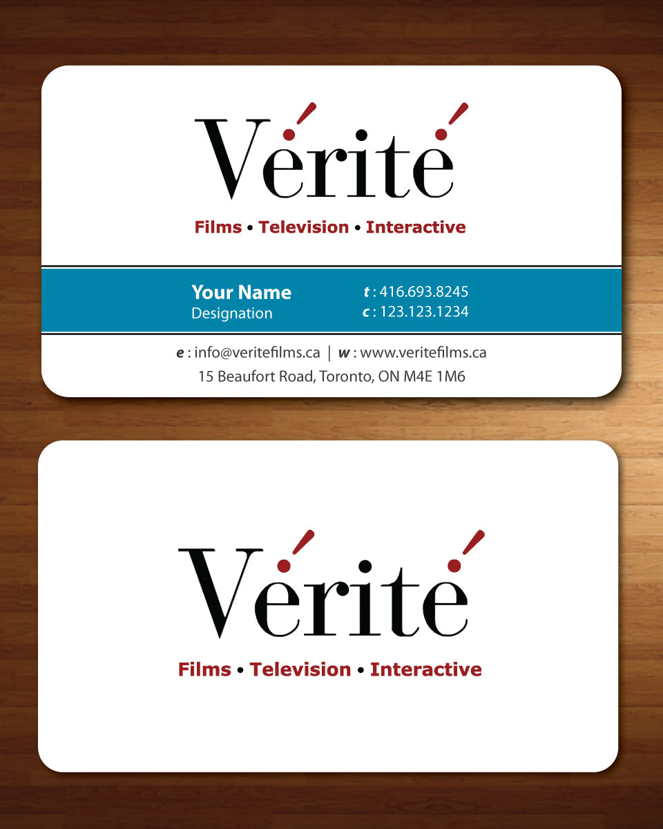 Visitenkarten-Design von Sbss für Vérité Films Inc. | Design #1217033