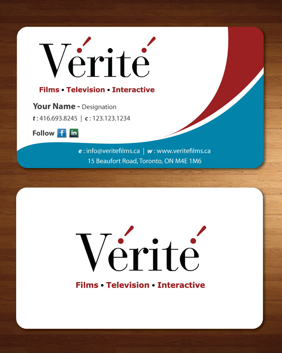 Visitenkarten-Design von Sbss für Vérité Films Inc. | Design #1217034