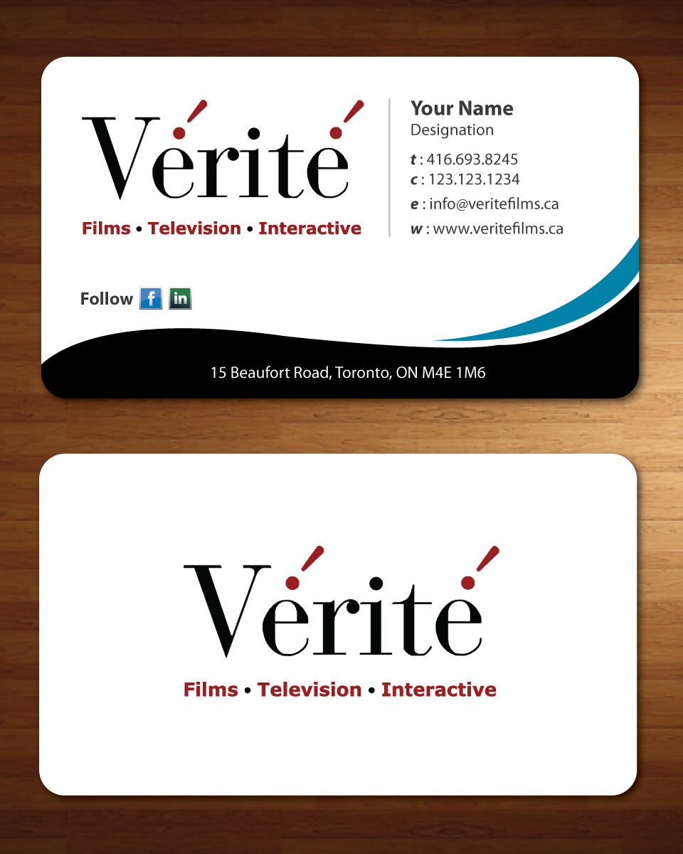 Visitenkarten-Design von Sbss für Vérité Films Inc. | Design #1217035