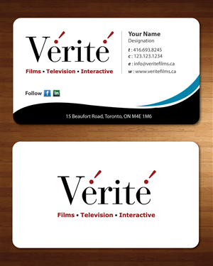 Visitenkarten-Design von Sbss für Vérité Films Inc. | Design: #1217035